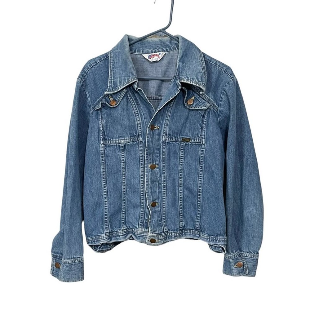 Vintage Wrangler Denim Jean Jacket Button Up Flap Pocket Spread Collar XL